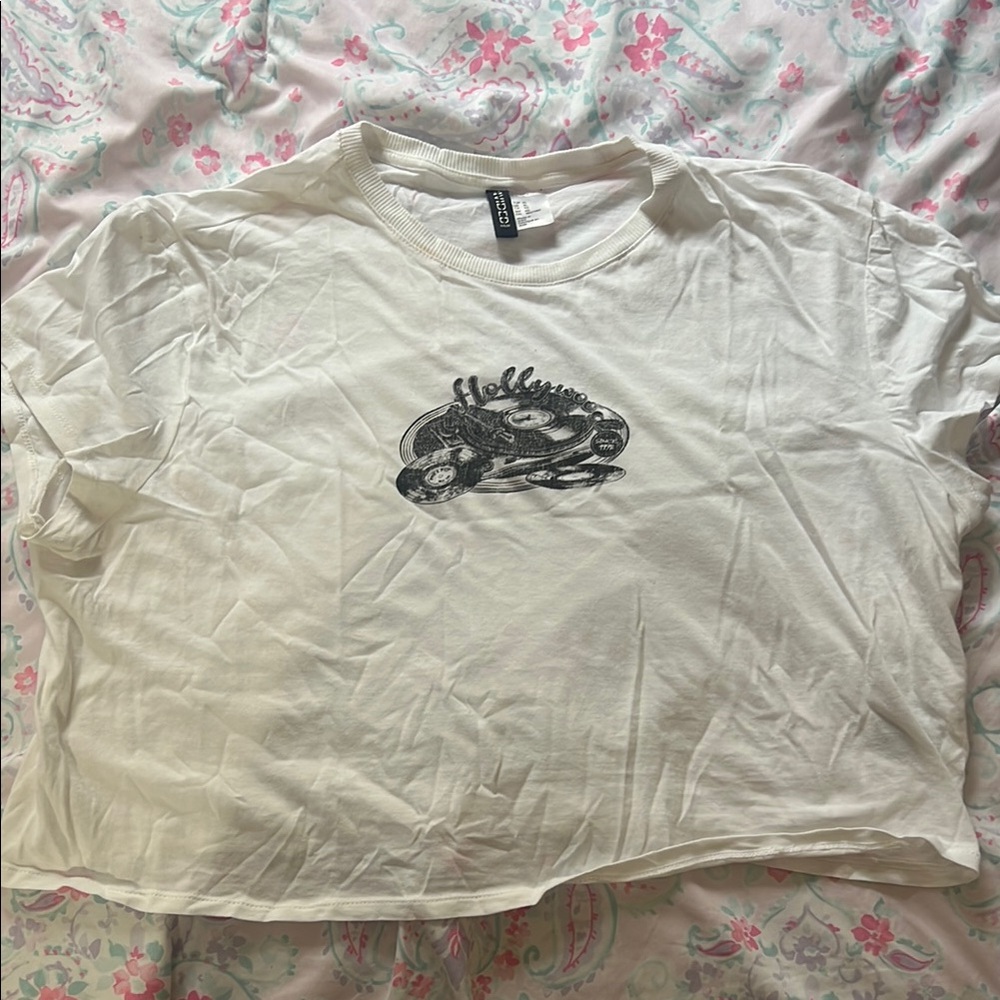 H&M White Hellfire Graphic Tee